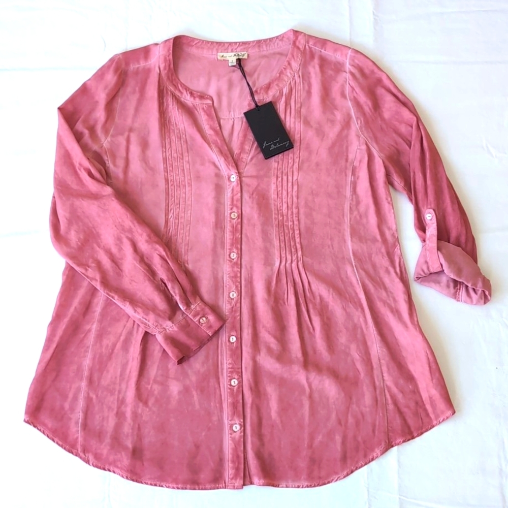 Jane and Delancey Pink Women's Long Sleeve Button Down Shirt Size S NWT